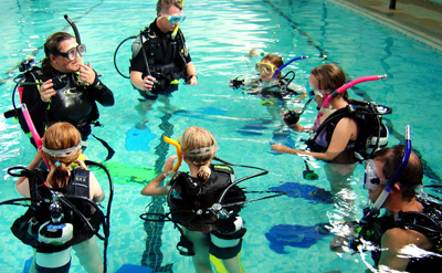 Scuba divers in pool